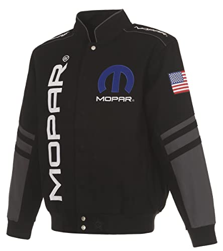 JH DESIGN GROUP Men's MOPAR Jacket an Embroidered Classic Twill Coat (BSC1 Black, Small)