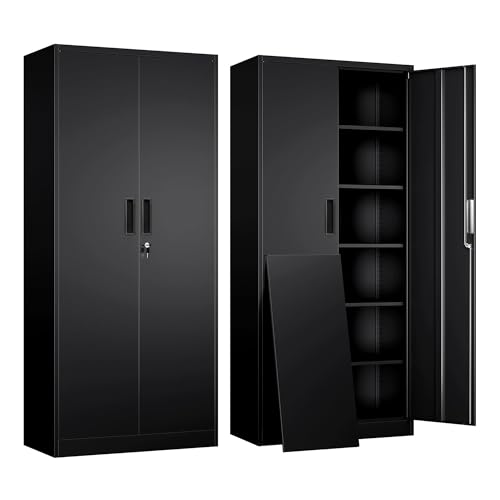 YEEZER Metal Storage Cabinet, 71 Inch Tall Metal Storage Cabinet with Doors and Shelves, Pantry...