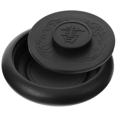 Mikikit Tintero de Tinta para Caligrafía Chino de 4 Pulgadas, Piedra de Tinta Cubierta de Plástico, Losa para Escritura y Pintura, Adecuado para Principiantes y Uso Escolar