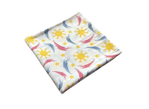 Image of Mamapina Filipino Flag Swaddle Blanket - Bamboo Viscose and Cotton Muslin Baby Receiving Blanket | Soft, Breathable & Skin-Friendly Baby Wrap, Pattern on White Background