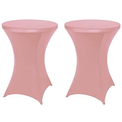 Festicorp Spandex Cocktail Table Covers, 2 Pack, Pink, 30-32" dia x 40-43" h