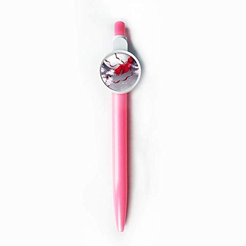 Stylo bille chinois lune rouge aquarelle bleue rétractable