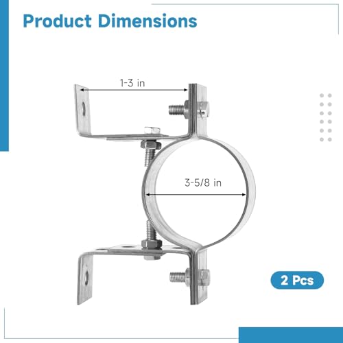 2 Pcs Pipe Chimney Support Clamps, Adjustable Pipe Clamp Brackets, Heavy Duty Galvanized Steel Wall Pipe Straps, Wall Mounted Pipe Hangers, Fits 3-inch B Vent Tubes by OMISTAR - Image 4