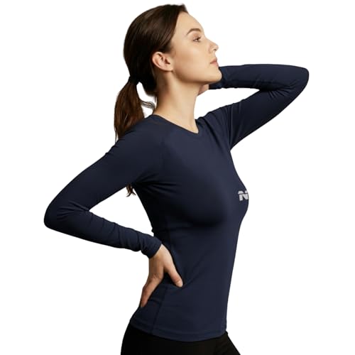 Image of NINQ Women's Athletic Compression Wear - Full Sleeve Workout & Training T-Shirt Designed for Gym, Running, Yoga, and Sports. Breathable, Stretchable
