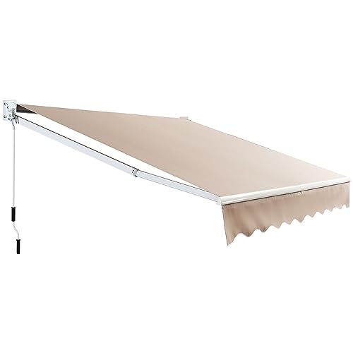 COSTWAY Tenda da Sole per Esterno Avvolgibile, Tenda da Sole a Bracci Estensibili con Telaio in Alluminio e Tettuccio Resistente al Sole e Impermeabile e Manovella (Beige, 295 x 250 cm)