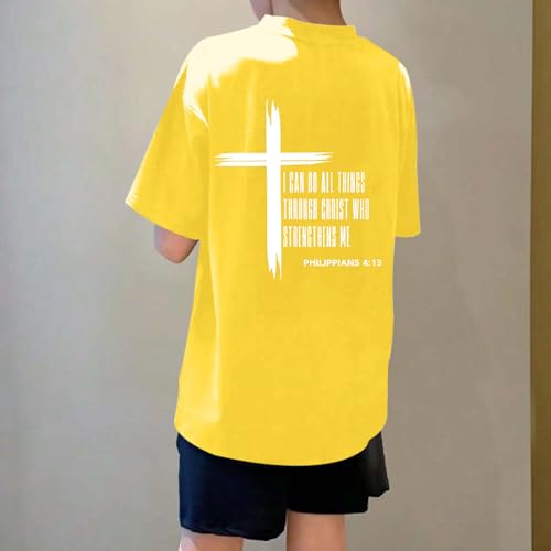 Image of KEEVICI Boys Christian Graphic Tees God Jesus Shirts for Kids Cross Faith Bible Verse Inspirational Religious Cotton T Shirt