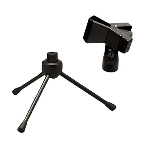 Image of Superlux HM‑6 Foldable Tabletop Microphone Stand | Adjustable 15-20 cm Height | Zinc-Alloy Tripod with Rubber Feet | Includes 20-35 mm Clip & 3 /8″‑to‑5 /8″ Adapter | Studio & Podcast Use