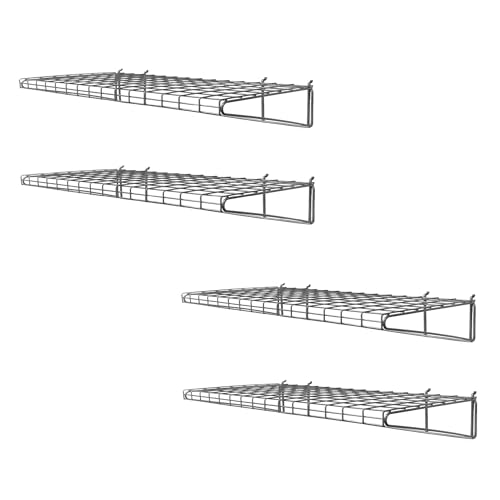 PROSLAT 13318K 12-Inch x 24-Inch Ventilated Metal Shelf Designed PVC Slatwall, 4-Pack, Silver
