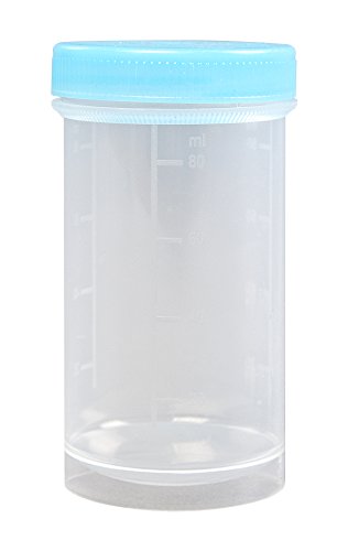 250 x Contenitori universali in plastica ca. 100 ml trasparenti con coperchio azzurro, contenitori per analisi