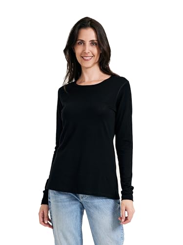Women's 100% Merino Wool Base Layer Shirt Long Sleeve Thermal Underwear Crewneck Casual Tee Tops for Hiking Travel Skiing
