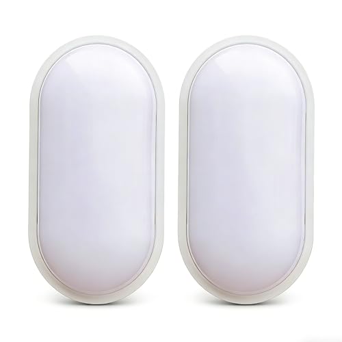 Heyseven Plafoniera LED Esterna Impermeabile IP54 20W 2000LM, Lampada da Parete Bianco Naturale 4000K, Luci per Esterni/Interni Giardino, Bagno, Cucina, Garage, Scale, Corridoio e Cantina- 2 Pezzi