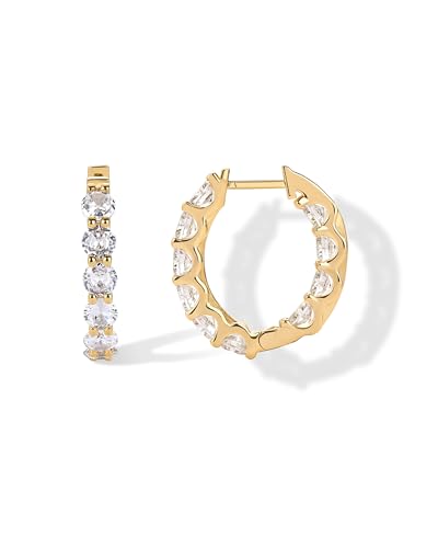 PAVOI 14K Gold Plated Inside Out Hoop Earrings for Women with Cubic Zirconia | Bridal Hoop Earring Pair