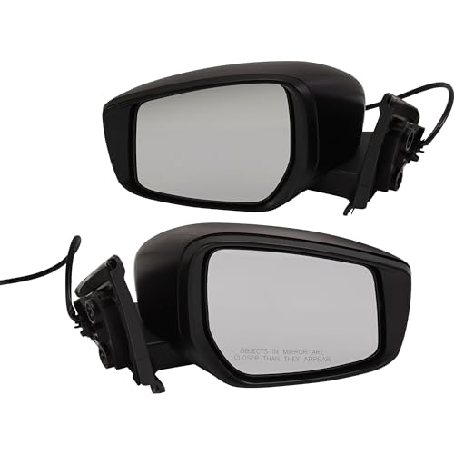 Espejo compatible con KICKS 18-23, espejos derecho e izquierdo, eléctrico y plegable manual, sin calefacción, color negro texturizado, sin sistema de detección de ángulo muerto ni luz de giro, modelo S