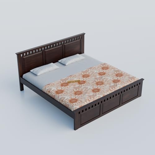 Image of AADITYA WOODS Solid Sheesham Wood Queen Bed Cot Without Storage | Wooden Bed for Bedroom | Multipurpose Use Cot Palang Diwan (Walnut q1, Queen) (82x62x41 inch)