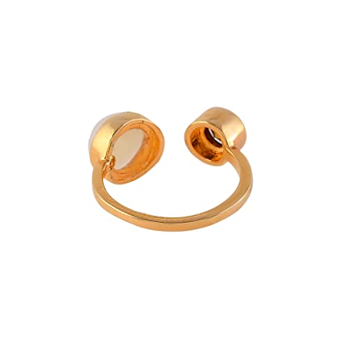 Mother's Half Pearl Cz Studded Ring