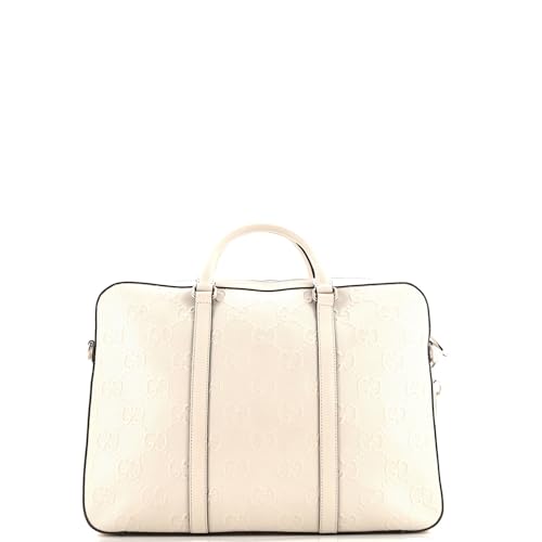 Pre-Loved Briefcase GG Embossed Perforated Leather Medium, Neutral3