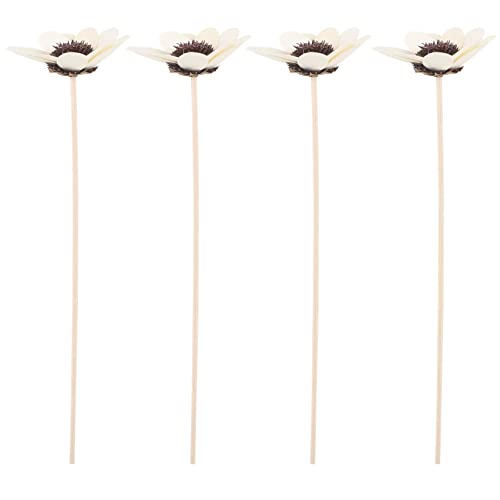 TEHAUX 4pcs Diffuser Sticks Wood Flower Design Replaceable Sticks for Essential Oils for Home Office and Living Spaces