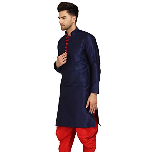 Image of Men's Ethnic Silk Loop Button Kurta