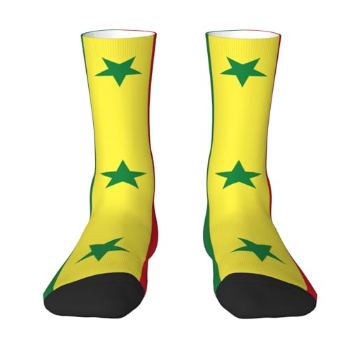asbwuo Chaussettes drapeau du Sénégal unisexes – chaussettes mi-mollet fantaisie, respirantes, chaudes et confortables pour adultes