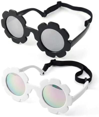WISTON 2PCS Baby Infant Polarized Sunglasses Safe, Soft, with Adjustable Strap, 0–24 Months