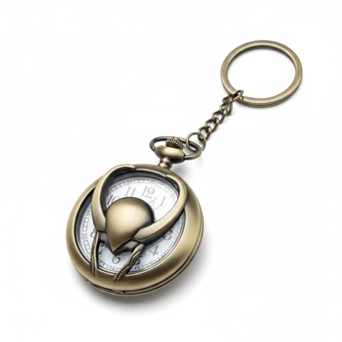 Image of Vintage Quartz Pocket Keychain for Men & Women - Classic Retro Antique Style Anime Marvel Super Hero Timepiece, Decorative Accessory for Bags and Backpacks.