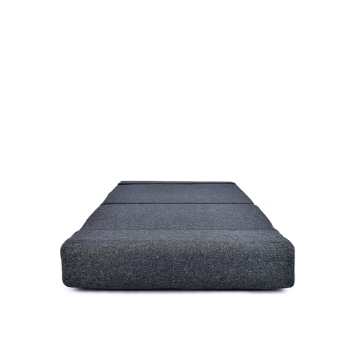 Image of Foldable One Seater Sofa Bed 3 x 6 Ft Jute Fabric Washable Cover Convertible Sofa Bed for Home & Office, Guest Room (Finish Color - Black - Pre-Assembled)