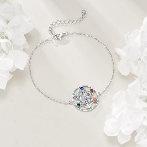 YFN Metatron Cube Bracelet Sterling Silver Sacred Geometry Seals of Archangel Angel Jewelry 7 Chakra Talisman Gifts for Women Men2