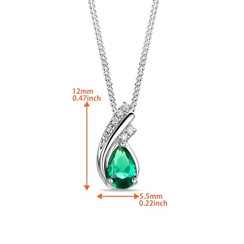 14K Gold Necklace for Women, 585 14k White Gold/Yellow Gold Pendant with Diamonds & Swiss Blue Topaz/Emerald/Ruby Gemstone, 925 Sterling Silver Chain 17.7", Hypoallergenic Women's Jewelry3