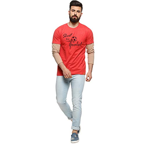Image of CAHOOT Men's Blue and Mint Ombre Henley Neck Short Sleeve Regular Fit T Shirt for Regular Wear