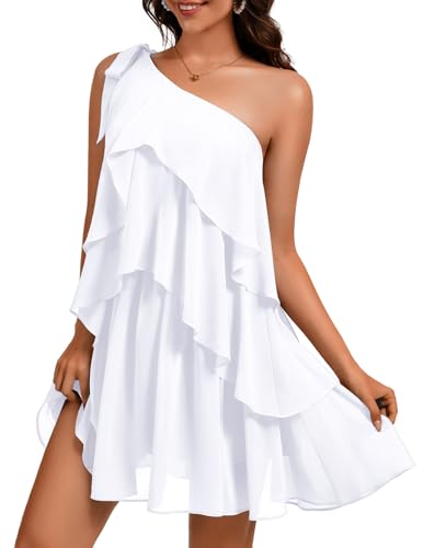 Image of DRESSTELLS Women's Cocktail Party Dress for Wedding Guest, Summer Beach Vacation Aline Tiered Short Dresses