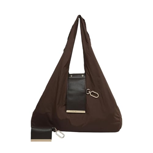 Bolso de mano - Cuero artificial, bolso de mano plegable para mujer de 24 pulgadas, bolsas de compras de gran capacidad, elegante | Bolsos de hombro ligeros con llavero, viaje, trabajo, U, Dark Coffee