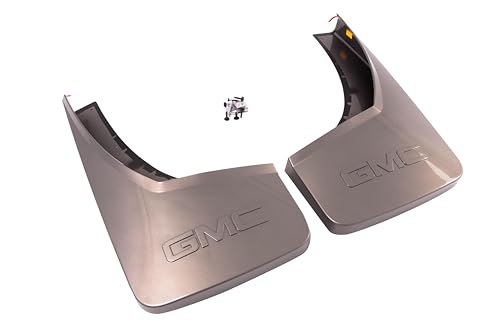 Image of GM Accessories 84124513 Rear Splash Guards in Pepperdust Metallic with GMC logo