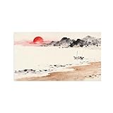 OZPWBVY Chinesischer Stil Landschaft Meer Sonnenuntergang Leinwandbilder-Wandbild für Wohnzimmer Schlafzimmer 30x55cm Ungerahmt