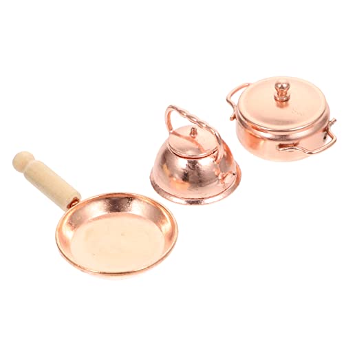 BESPORTBLE 3 Piezas Ollas Miniatura Color Cobre para Decoración de Casa de Muñecas y Miniatura