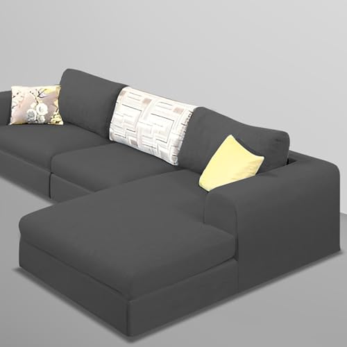 Image of Koza RHS 4 Seater L Shape Sofa Set for Living Room (Black Fabric) Premium Fabric Sofa