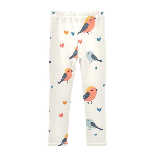 Cute Bird Heart Girls Leggings Ultra Soft Compression Yoga Gym Pants for Kids 4-10T2