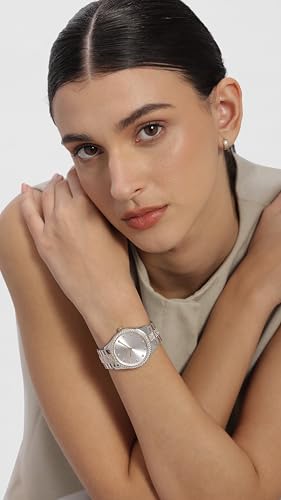 Image of Coach Brooks Qtz Basic Silver Round Dial Unisex Watch|Two Tone Stainless Steel & Crystals Material|Silver Color Band - 14400034