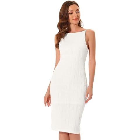 Allegra K Elegant Midi Sleeveless Dress Cover