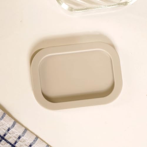 Image of Nestasia Small Replacement Lid for Groovo Glass Container (7.5cm x 10.6cm) - Durable & BPA-Free PE Lids for Fridge Storage Containers (Beige)