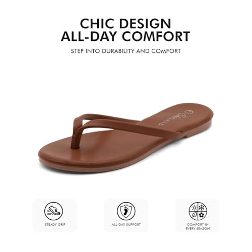 Image of Shoe Land Thong Flip Flops for Women, Memory Foam Flat Sandals, Lightweight Summer Slides, Non Slip Comfort Sandals for Beach, Travel and Everyday Wear