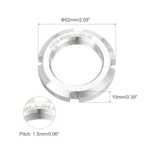 QUARKZMAN M35 x 1.5mm - 1Stück Vier-Schlitz-Schlitzmutter - 304 Edelstahl Rundmutter für verschiedene Wälzlager, Industriefeld, Silber.