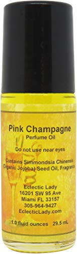 Pink Champagne Perfume Oil, 1.0 Oz Portable Roll-On Fragrance with Long-Lasting Scent, Delightful Essential Oils and Jojoba Oil For Daily Use