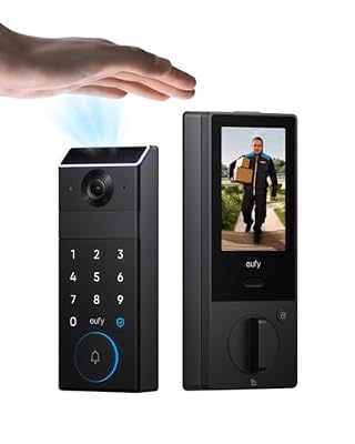eufy Security Smart Lock FamiLock S3 Max with Palm Vein Recognition, Keyless Entry Front Door Lock, Wi-Fi Keypad Deadbolt+ 2K HDR Doorbell Camera, 16GB Built?in Storage, BHMA 1, Rear Lock Video Screen
