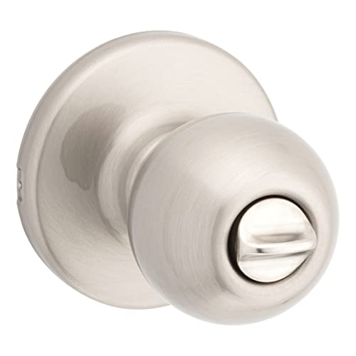 Kwikset Polo Interior Privacy Door Knob with Lock, Door Handle For Bathroom and Bedroom, Satin Nickel Keyless Turn Lock Doorknob, with Microban Protection - image 2