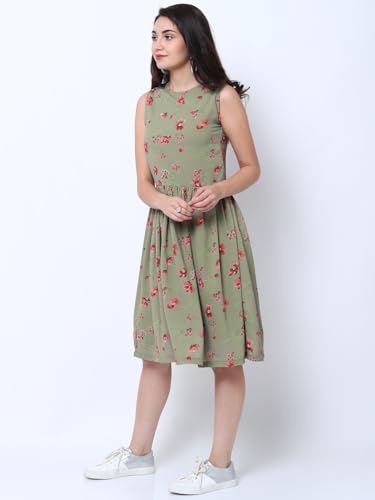 Image of Tokyo Talkies Women's Sleeveless Round Neck Printed Dresses | Stylish Dresses | Casual Dresses