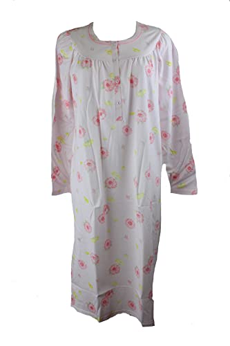 Manica raglan Linclalor Camicia da Notte in Maglina di Puro Cotone Manica Lunga Spalla Raglan Taglie Forti Art.74446bis (52, Lilla-Confetto)