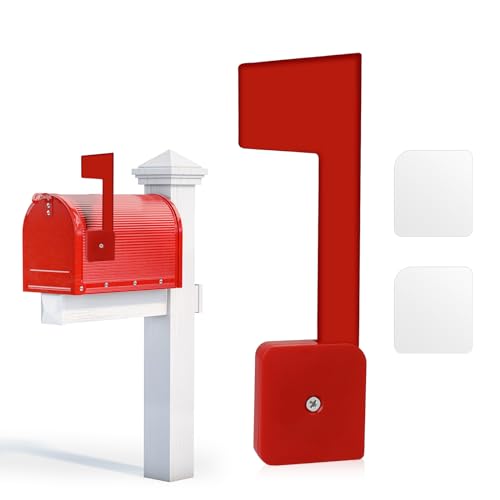 Mailbox Flag Replacement, Professional Mailbox Flag Galvanized Steel, Mailbox Replacement Flag Kit Mailbox Red Flag Holder with Double Sided Sticky Pads, Mailbox Stainless Steel Red Flag, Easy to Use
