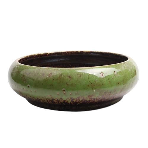 Nilioyul Materiales Maceta de bonsái esmaltada de cerámica Vintage para Todas Las Plantas Contenedor de Plantas de Flores de Cactus de jardín Decorativo de cerámica, Verde