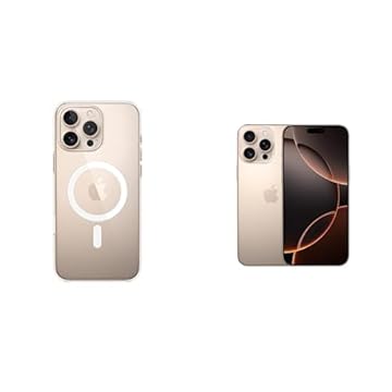 Apple iPhone 16 Pro Max (256 GB) Titânio-deserto e Capa transparente com MagSafe