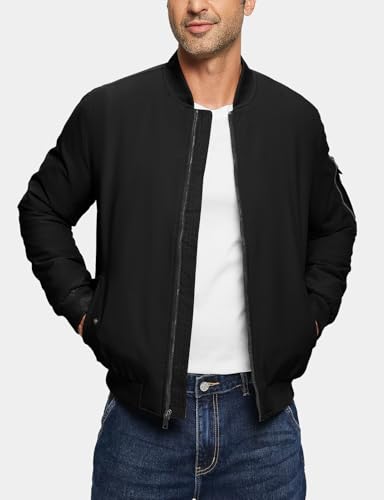 TBMPOY Men's Fall Jacket Winter Windbreaker Bomber Zip Up Padded Softshell Warm Windproof Casual Coat2